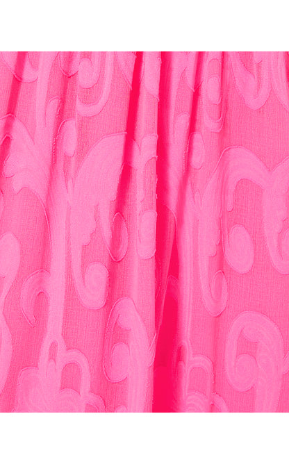 HADLY SMOCKED MAXI DRESS, ROXIE PINK POLY CREPE SWIRL CLIP