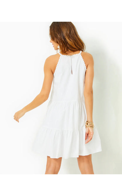 BRITT COTTON HALTER DRESS, RESORT WHITE