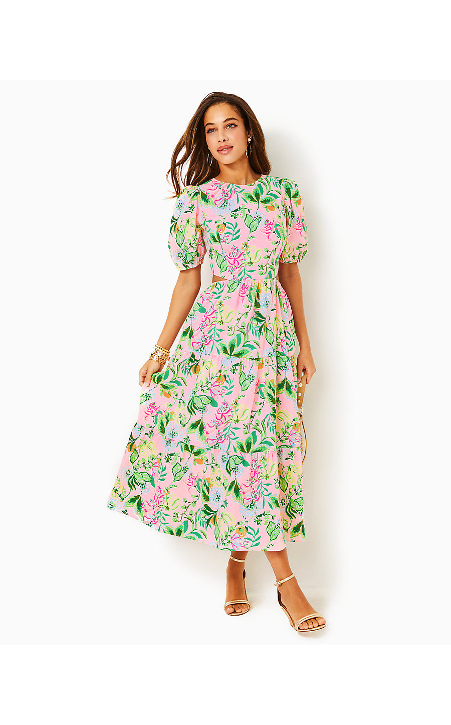 LYSSA SHORT SLEEVE COTTON MIDI DRESS, MULTI VIA AMORE SPRITZER Palm Place LYSSA SHORT SLEEVE COTTON MIDI DRESS, MULTI VIA AMORE SPRITZER Palm Place