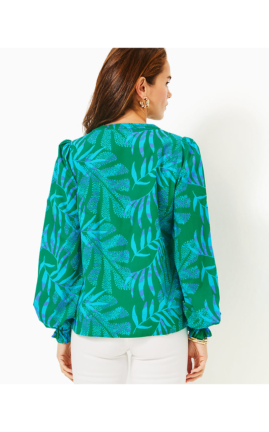 COULTER LONG SLEEVE COTTON TOP, FIDDLE LEAF GREEN ITS A JUNGLE OUT THERE