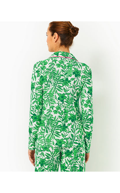 PJ KNIT LS BUTTON-UP TOP, FIDDLE LEAF GREEN LIL ESCAPE PLAN PJS