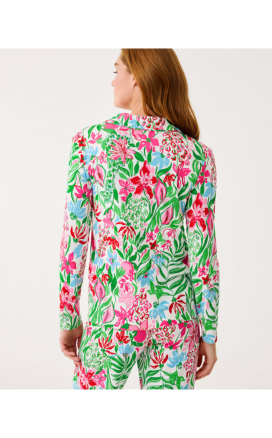 PJ KNIT LS BUTTON-UP TOP, MULTI GLOWING GARDENS