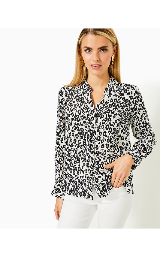 KIRAN BUTTON DOWN TOP, COCONUT LETS PAWTY