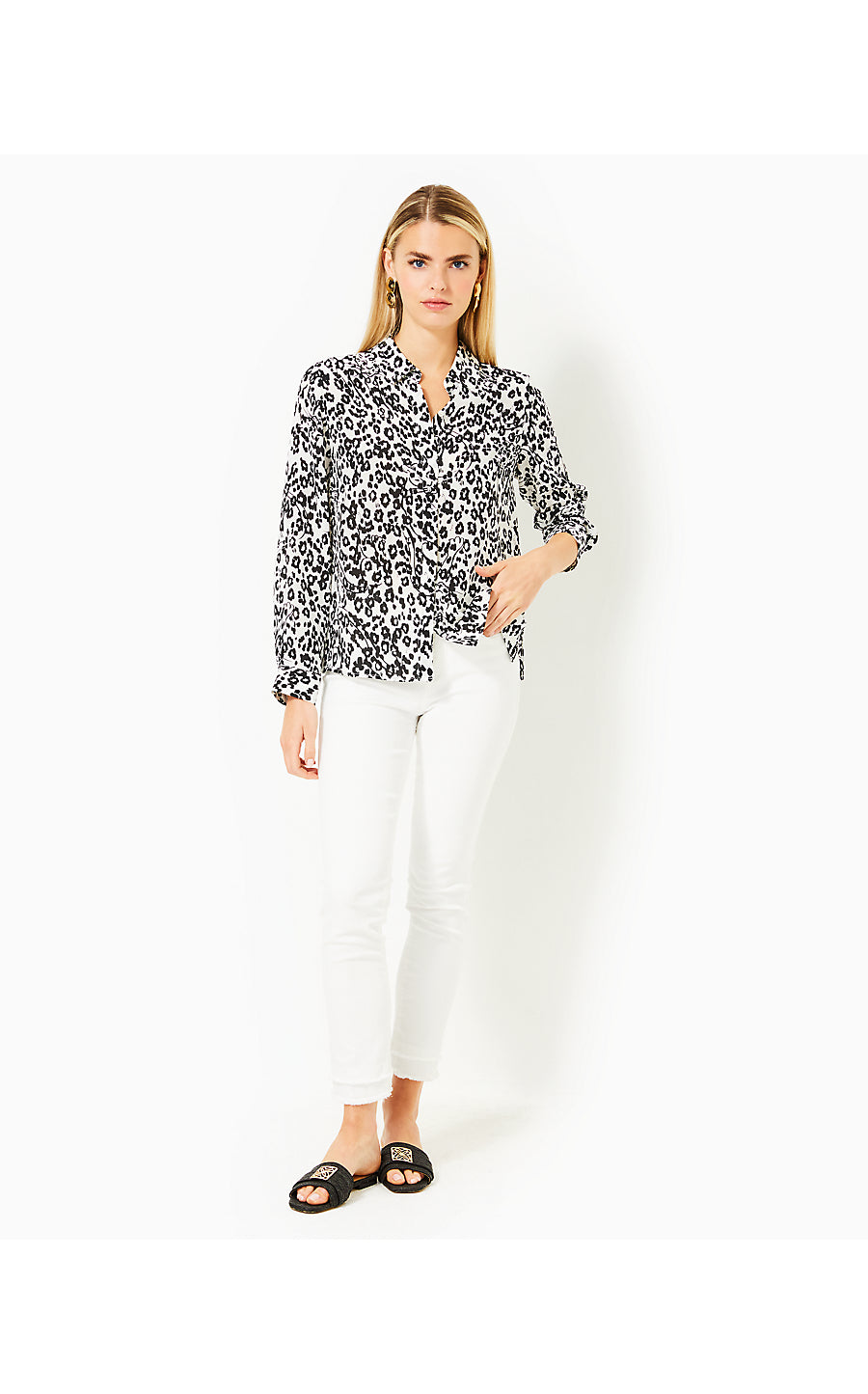 KIRAN BUTTON DOWN TOP, COCONUT LETS PAWTY