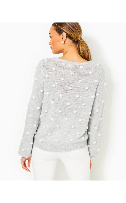 VIENNE SWEATER, HEATHERED LUNAR GREY PLAYFUL POMS