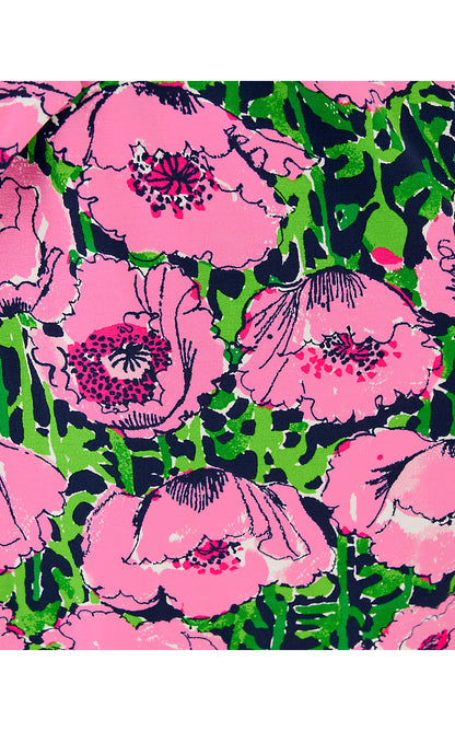 WISTERIA ELBOW SLEEVE V-NECK, LOW TIDE NAVY FLORRIE ENGINEERED KNIT MAXI DRESS