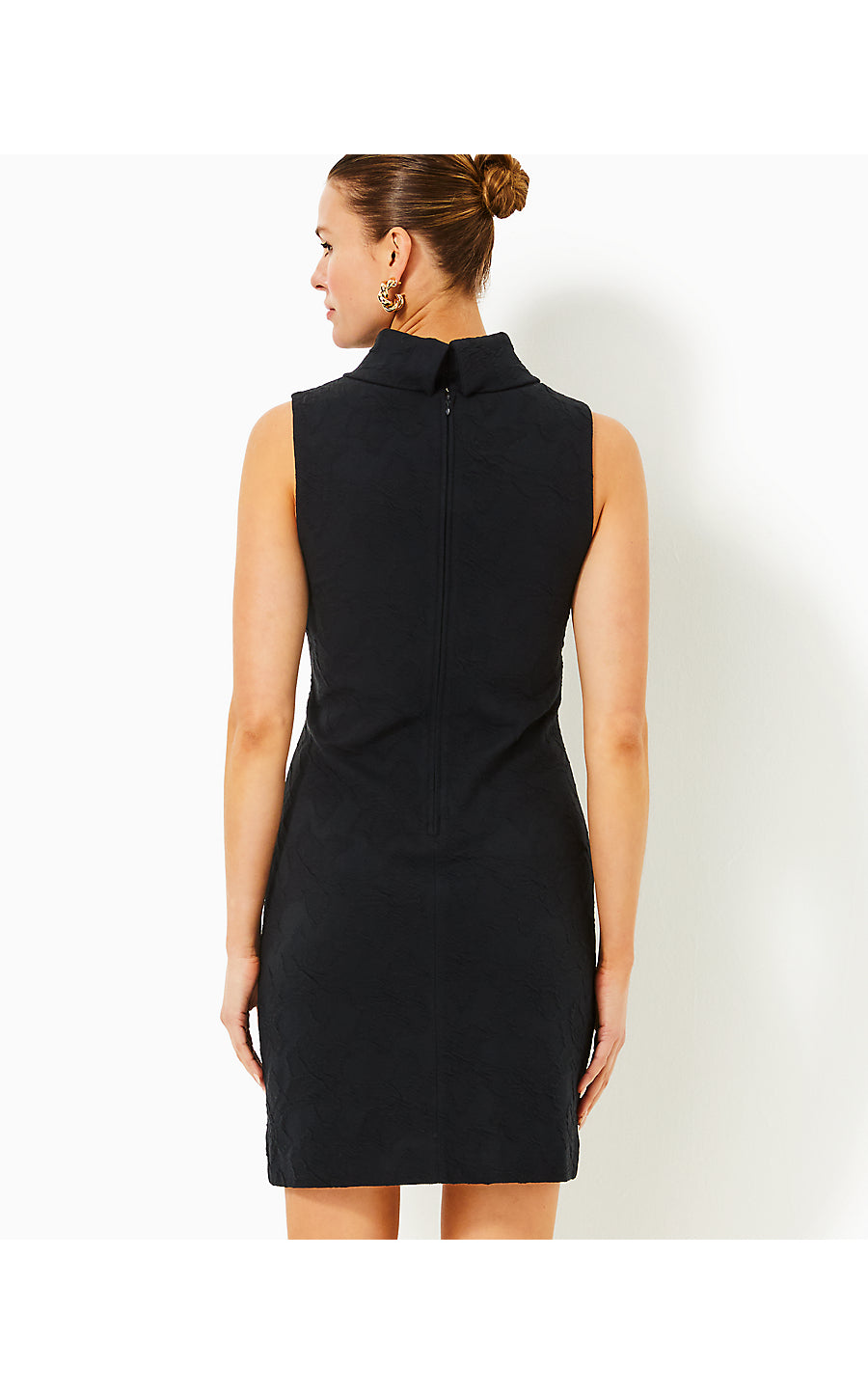 DAISEE SHIFT DRESS, NOIR KNIT PUCKER JACQUARD
