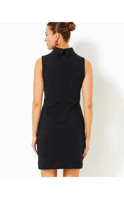 DAISEE SHIFT DRESS, NOIR KNIT PUCKER JACQUARD
