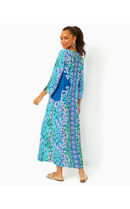 NOLAND MAXI DRESS, BARTON BLUE SEACRET ESCAPE ENGINEERED WOVEN MAXI DRESS