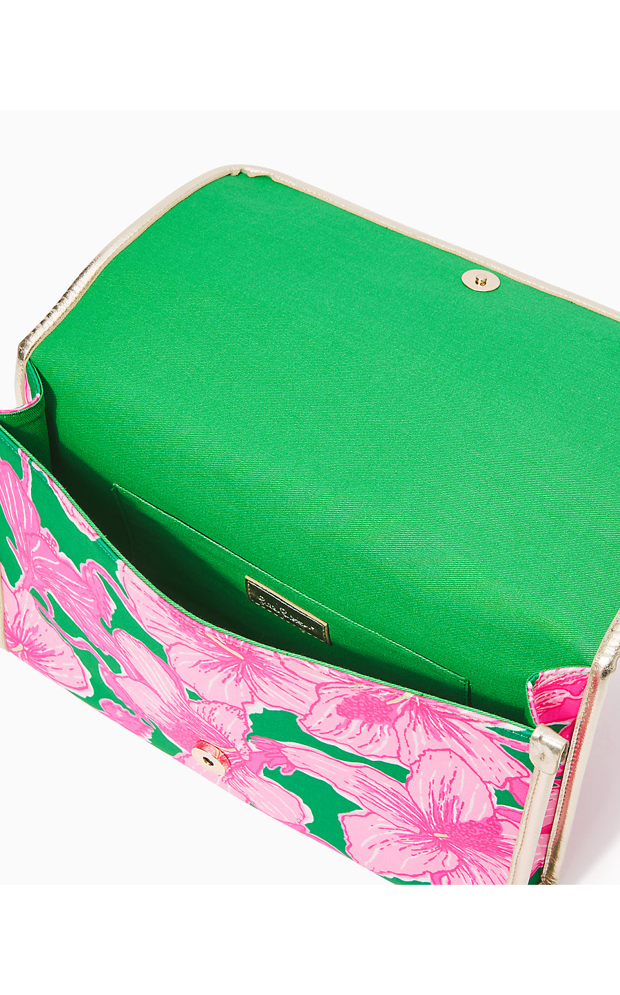 ENVELOPE POUCH, KELLY GREEN HIBIS KISS