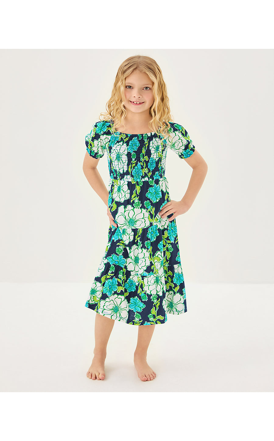 MINI JILLY SLEEVED MIDI DRESS, LOW TIDE NAVY GO BIG