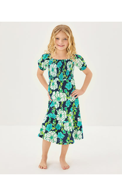 MINI JILLY SLEEVED MIDI DRESS, LOW TIDE NAVY GO BIG