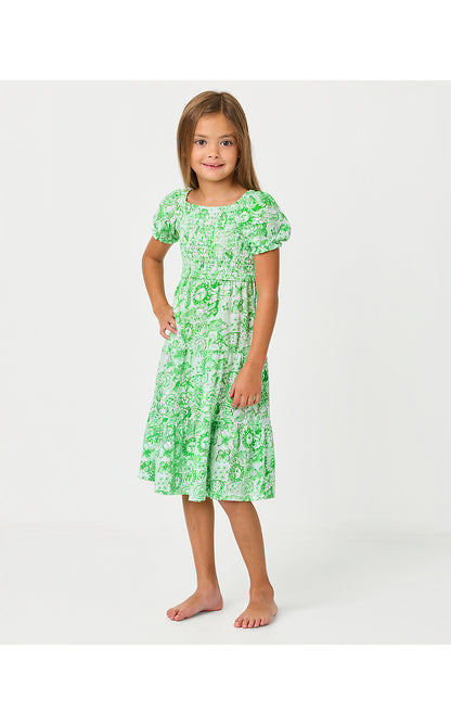 MINI JILLY SLEEVED MIDI DRESS, PUTTING GREEN LIL FLEUR DE LILLY