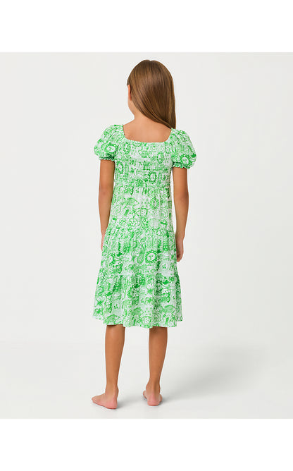 MINI JILLY SLEEVED MIDI DRESS, PUTTING GREEN LIL FLEUR DE LILLY