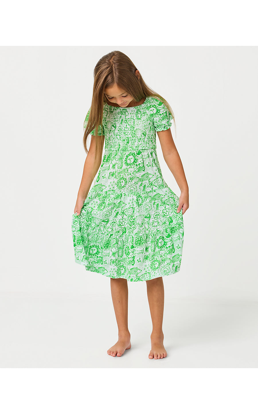 MINI JILLY SLEEVED MIDI DRESS, PUTTING GREEN LIL FLEUR DE LILLY