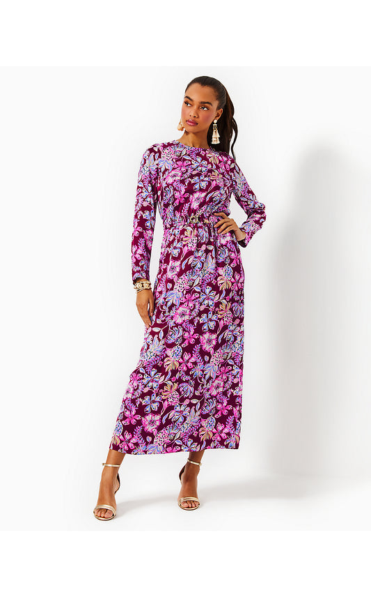 LEOLYNN LONG SLEEVE MAXI, AMARENA CHERRY TROPICAL WITH A TWIST