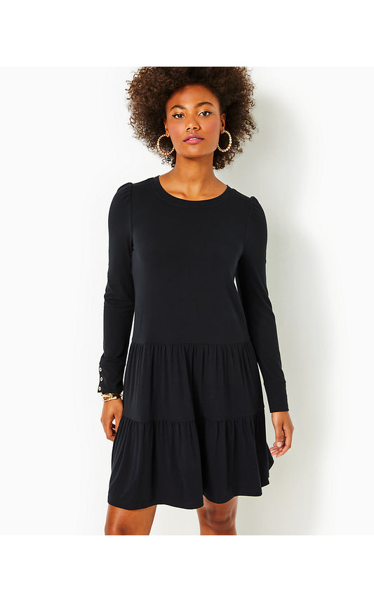 ARLETTE LONG SLEEVE DRESS, ONYX