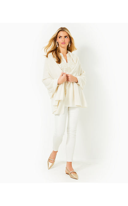 LANELLE CASHMERE WRAP, COCONUT METALLIC