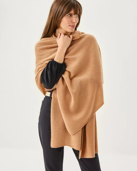 LANELLE CASHMERE WRAP, HEATHERED RATTAN METALLIC