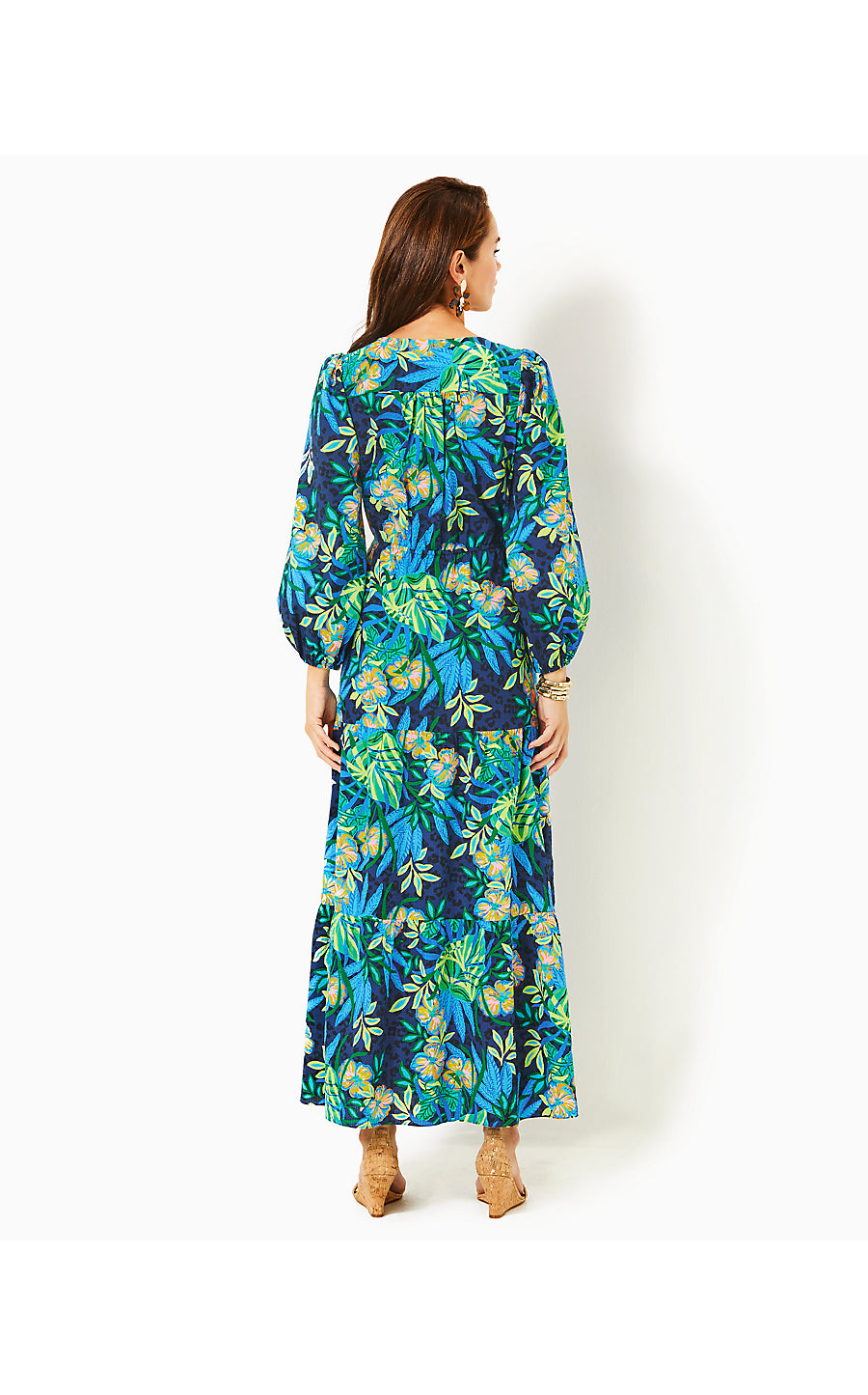 DEACON 3/4 SLEEVE V-NECK MAXI DRESS, MULTI THE HOTTEST SPOT