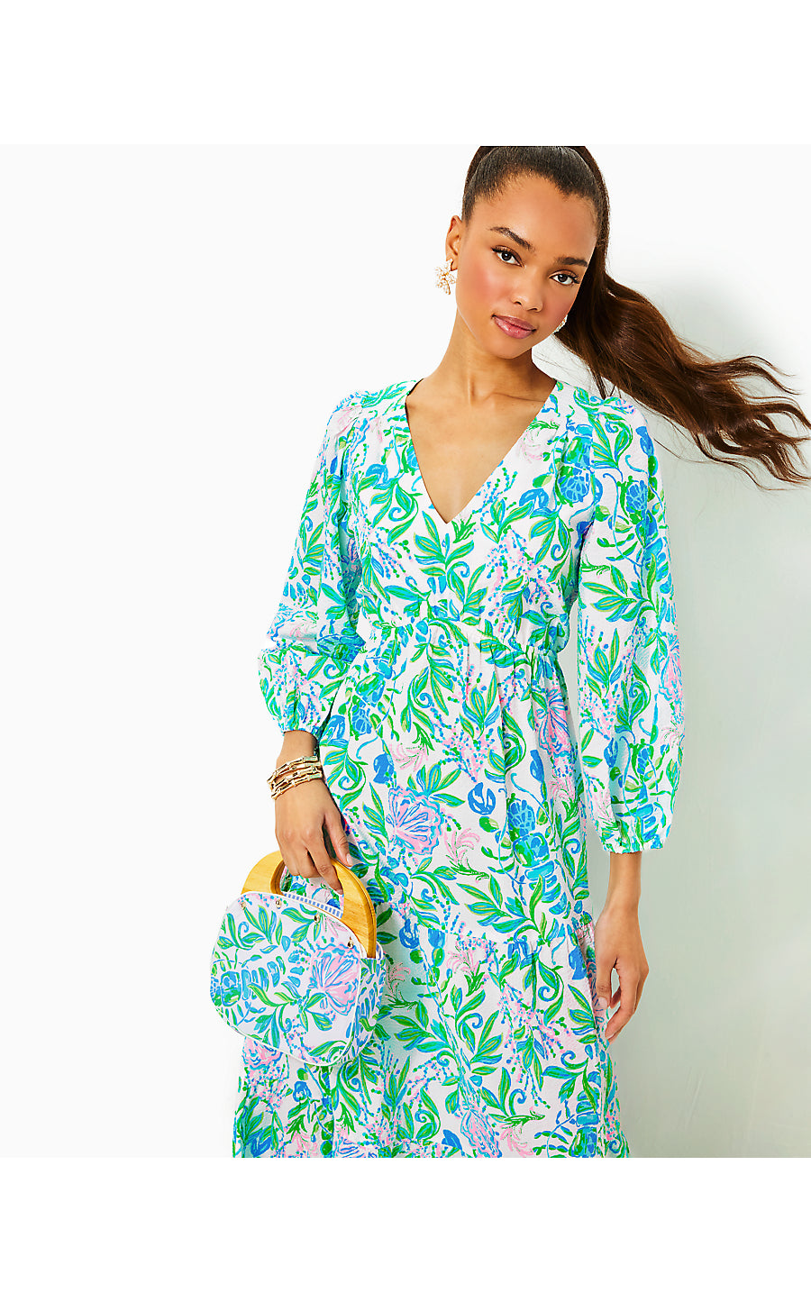 DEACON 3/4 SLEEVE V-NECK, RESORT WHITE JUST A PINCH