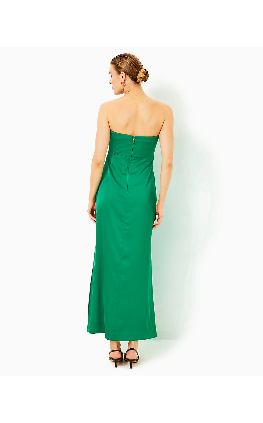 carlynn satin maxi bow dress Lilly Pulitzer Carlynn Satin Bow Strapless Side Slit Maxi Dress