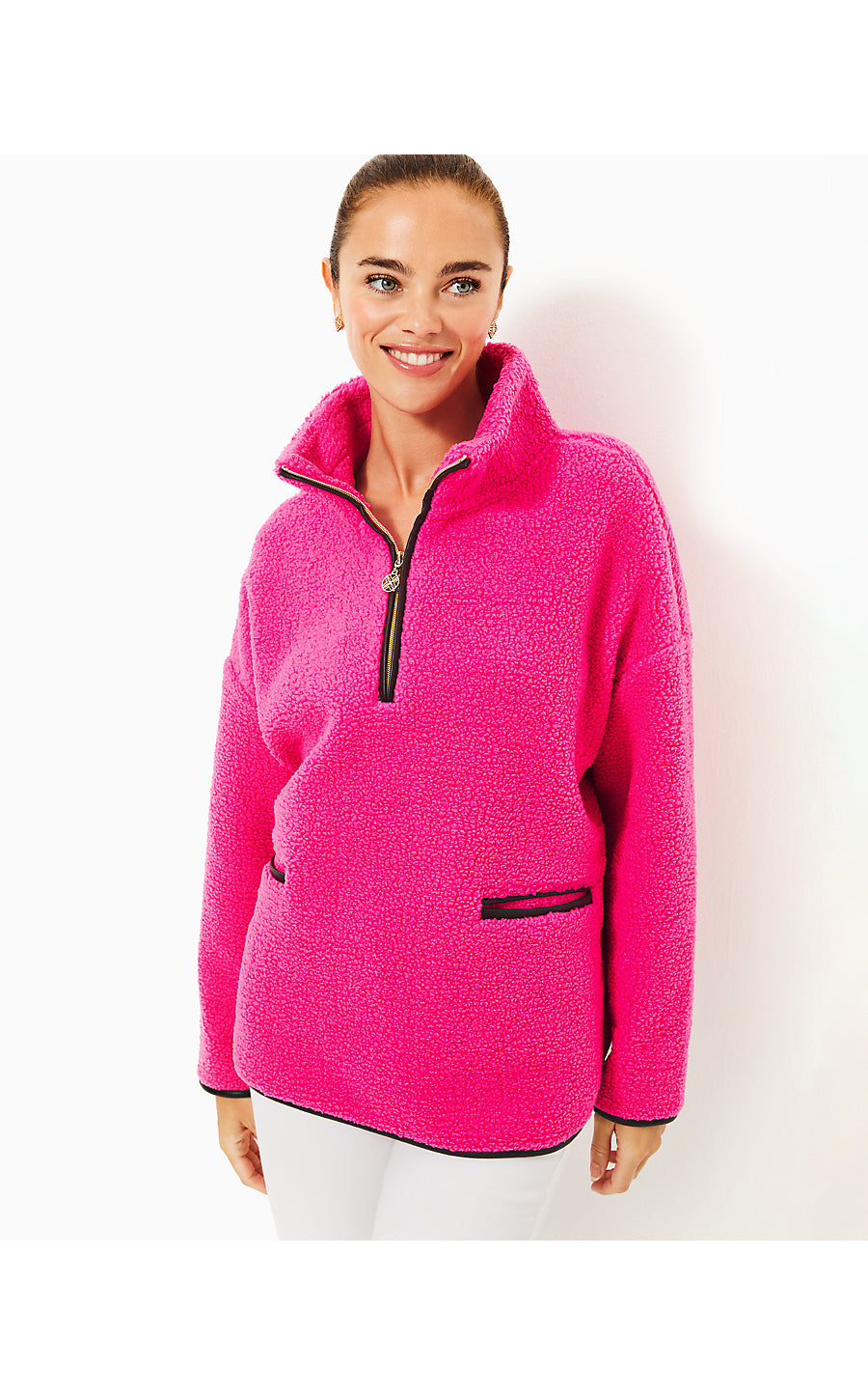 SOREEN SHERPA POPOVER, PASSION FRUIT PINK