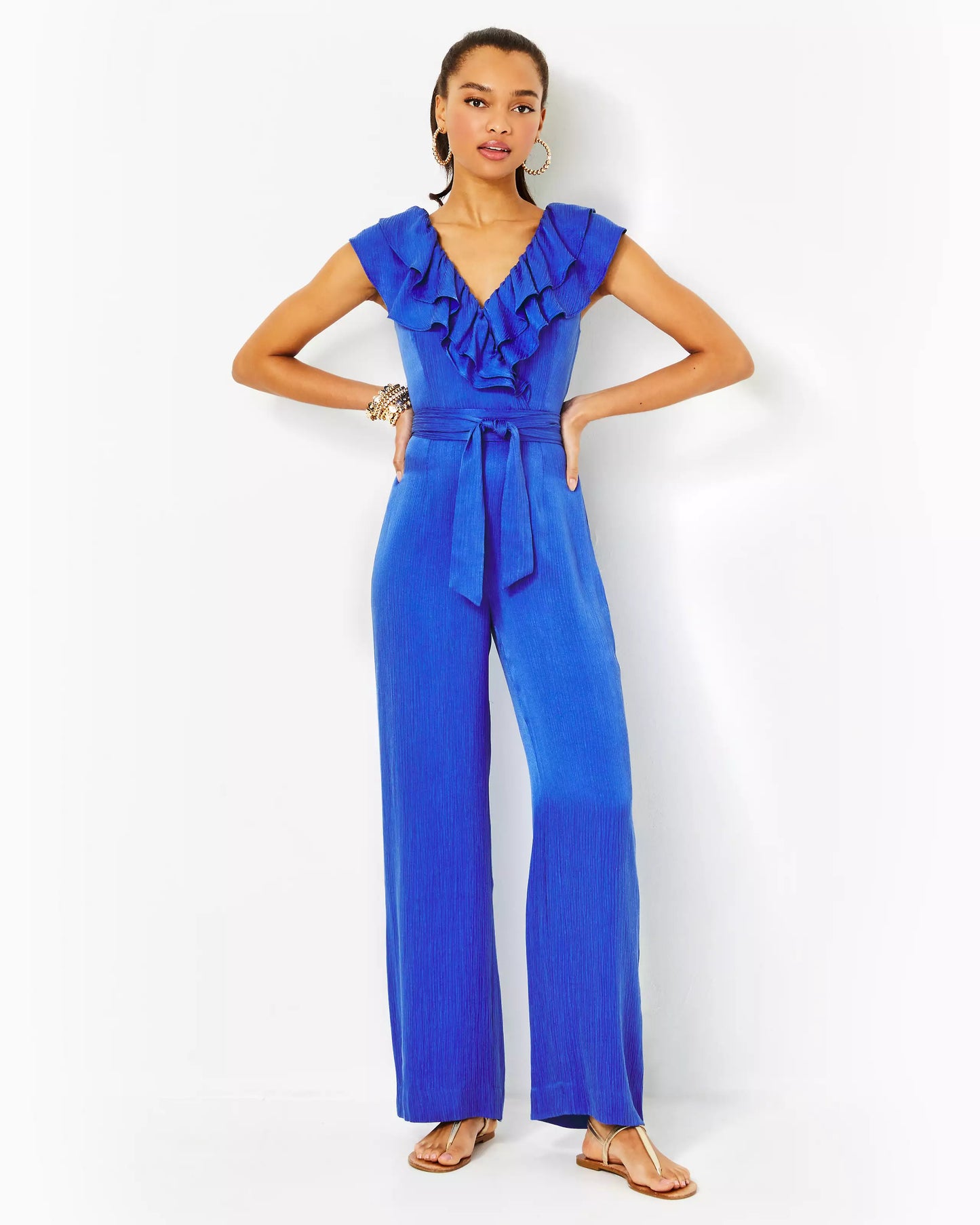 AMATA RUFFLE JUMPSUIT, ALBA BLUE