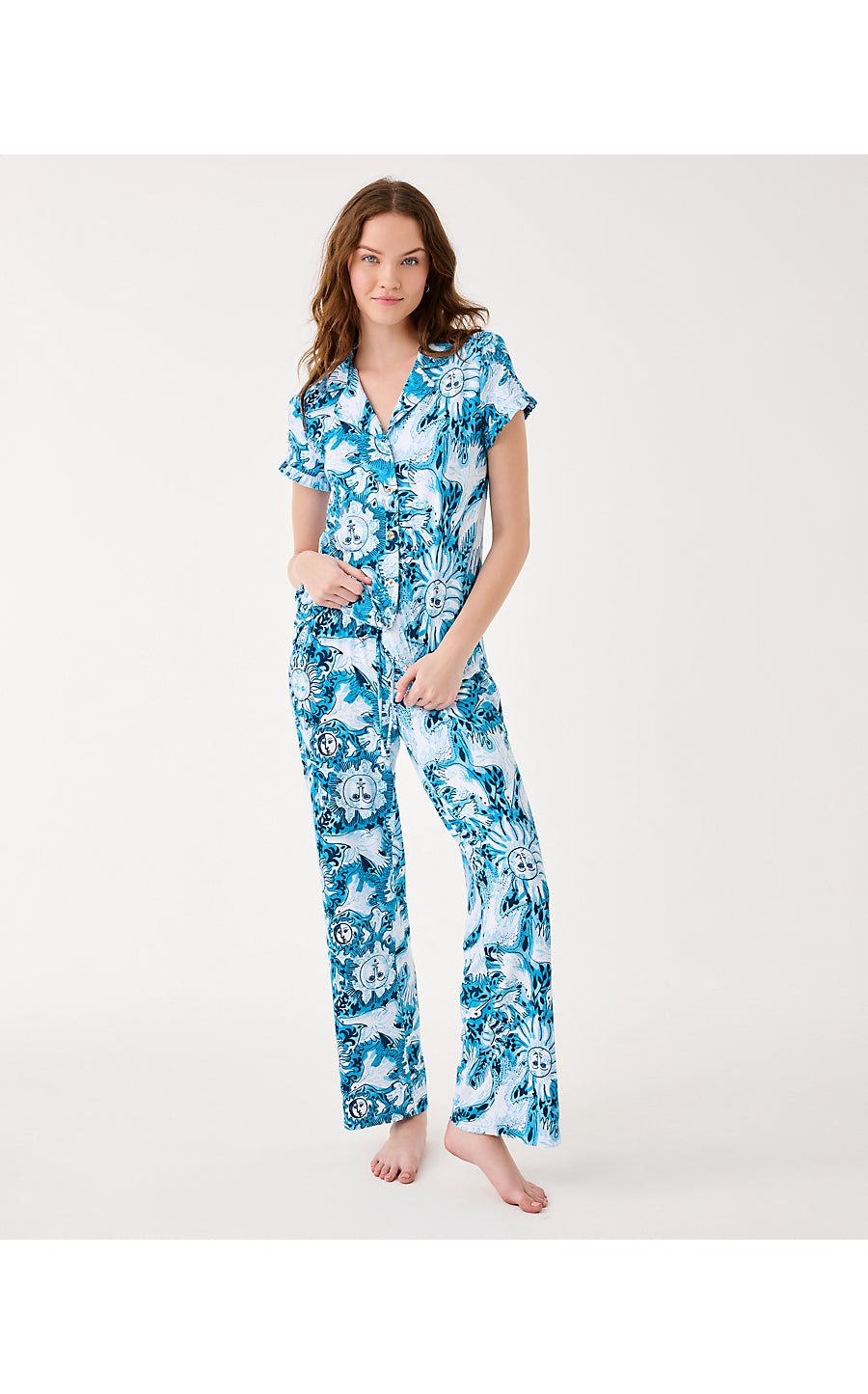 PJ KNIT PANT, BELLEVUE BLUE LILLY GULLS