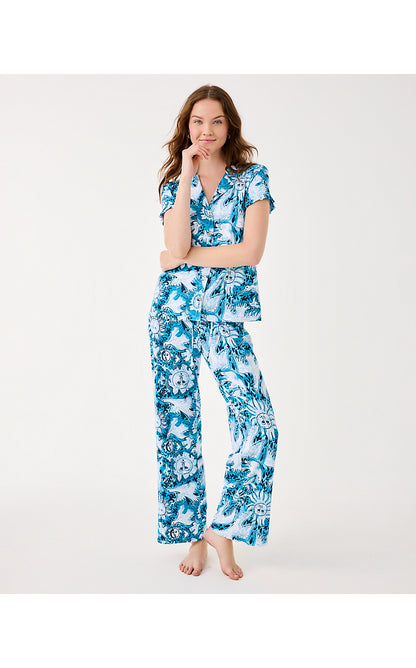 PJ KNIT PANT, BELLEVUE BLUE LILLY GULLS