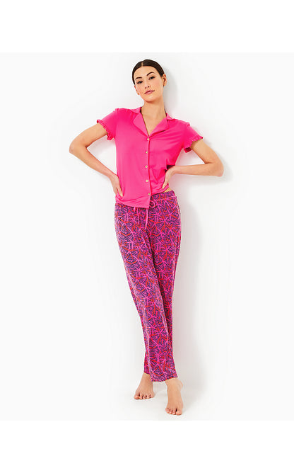 PJ KNIT PANT, PASSION FRUIT PINK STAR SEARCHING