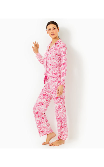 PJ KNIT PANT, RASPBERRY ROUGE ANIMAL MAGNETISM