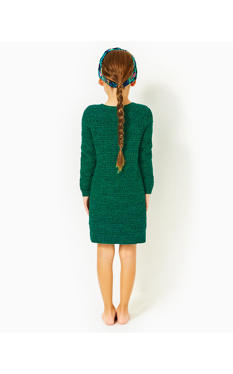 LOLO SWEATER DRESS, EVERGREEN METALLIC TWEED