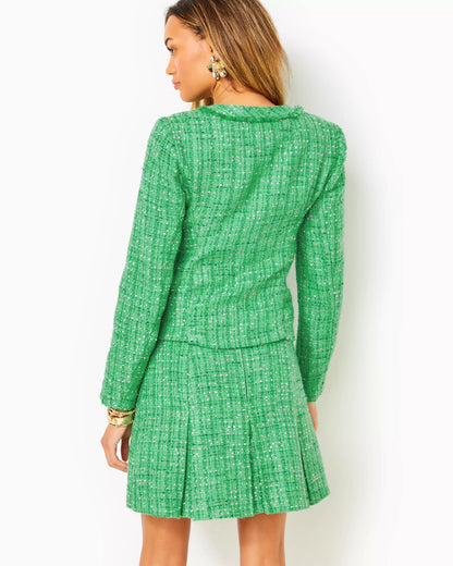 CAMMI MINI SKIRT, KELLY GREEN PALM BEACH BOUCLE