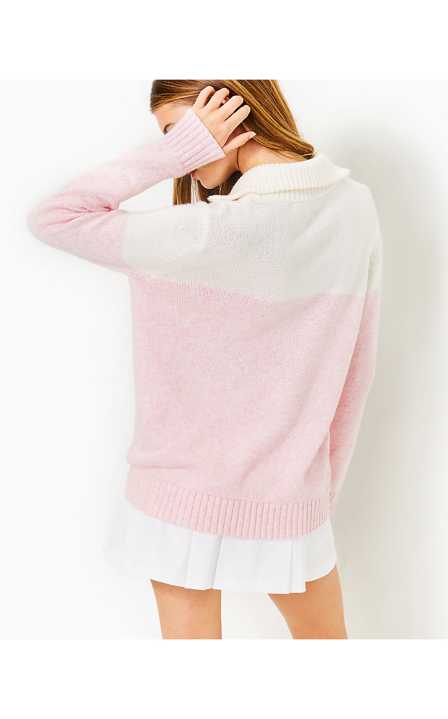 DORSET SWEATER, PASTEL CONFETTI PINK ON THE COURT COLORBLOCK