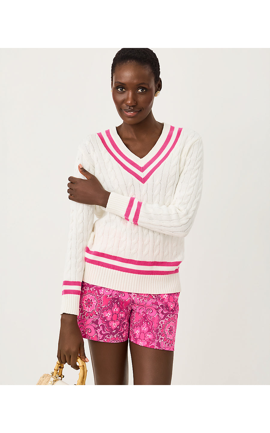 BROCKTON SWEATER, COCONUT X PINK ASTER TIPPING