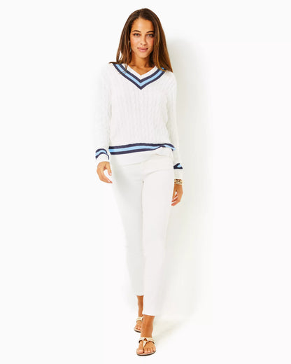 BROCKTON SWEATER, RESORT WHITE X BONAIRE BLUE TIPPING