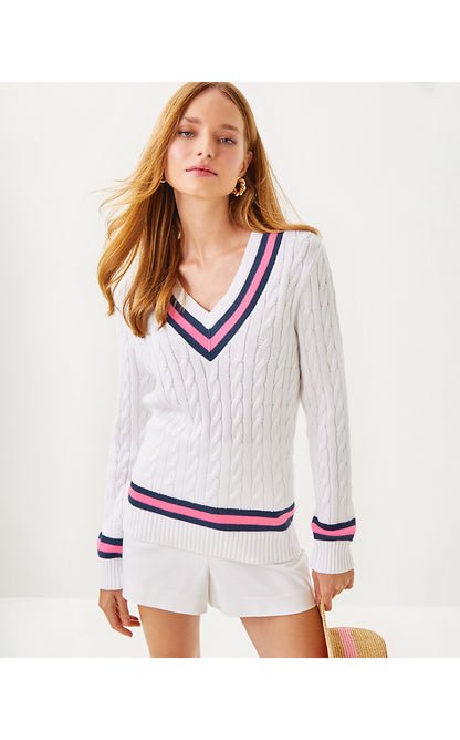 BROCKTON SWEATER, RESORT WHITE X ROUSSEAU PINK TIPPING