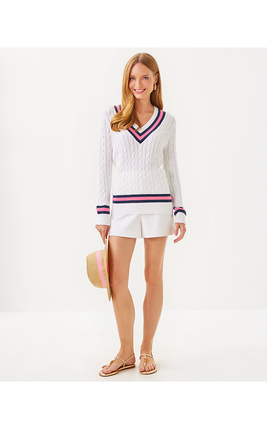 BROCKTON SWEATER, RESORT WHITE X ROUSSEAU PINK TIPPING