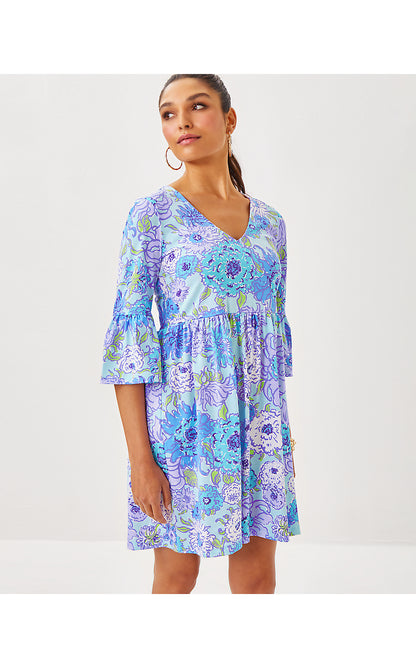 JANNIE V-NECK 3/4 SLEEVE DRESS, MULTI LET IT GOGH