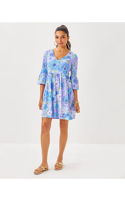 JANNIE V-NECK 3/4 SLEEVE DRESS, MULTI LET IT GOGH
