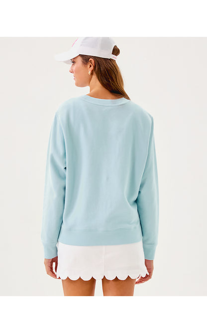 BALLAD LONG SLEEVE SWEATSHIRT, BLUETTE SUN SAND SEA EMBROIDERY