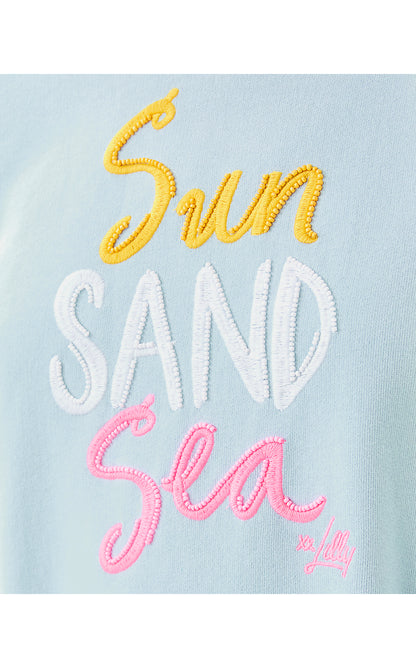 BALLAD LONG SLEEVE SWEATSHIRT, BLUETTE SUN SAND SEA EMBROIDERY