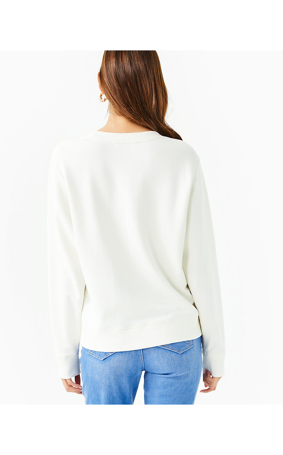 BALLAD LONG SLEEVE SWEATSHIRT, COCONUT DECK THE PALMS EMBROIDERY