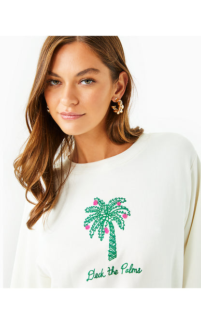 BALLAD LONG SLEEVE SWEATSHIRT, COCONUT DECK THE PALMS EMBROIDERY