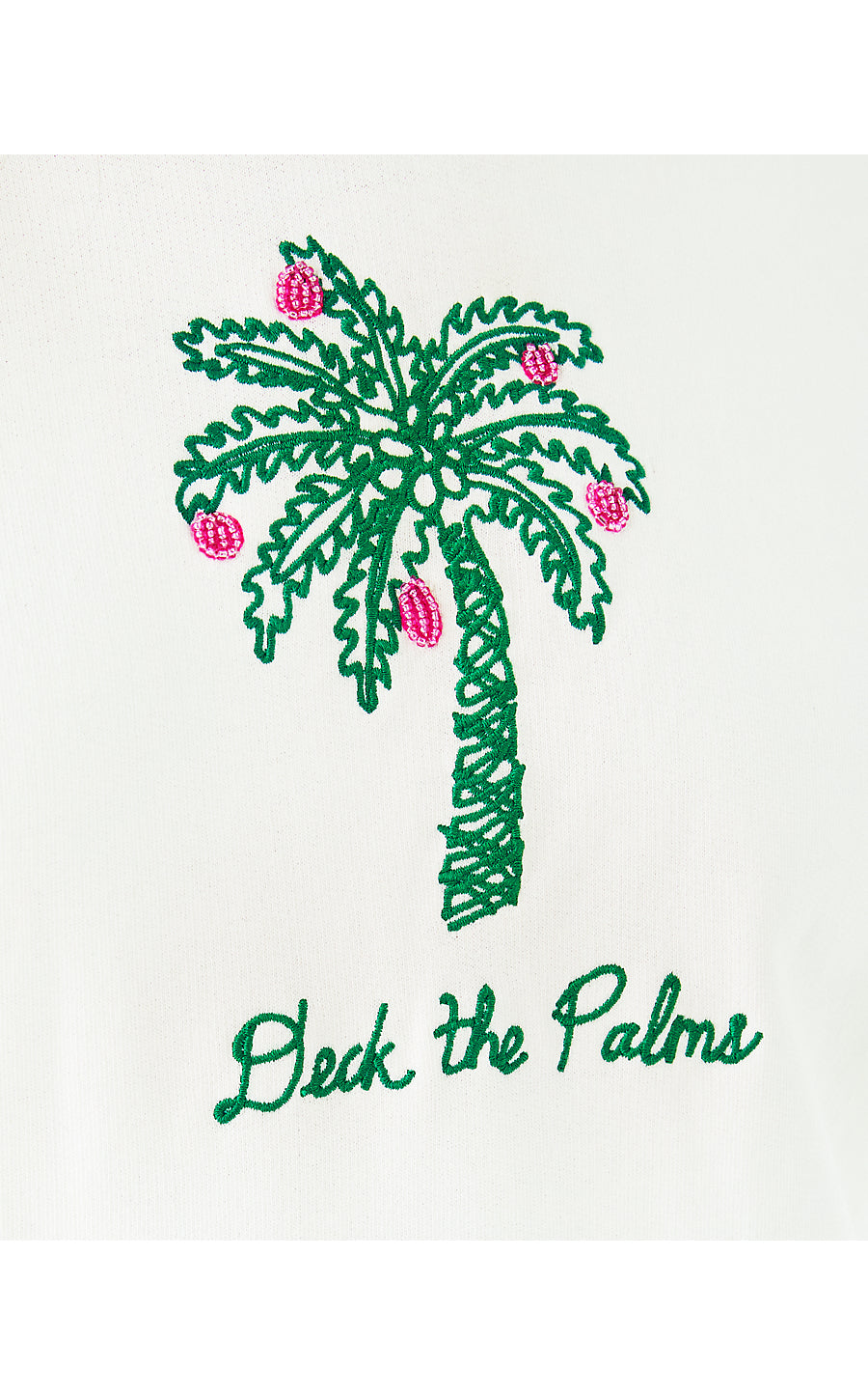 BALLAD LONG SLEEVE SWEATSHIRT, COCONUT DECK THE PALMS EMBROIDERY