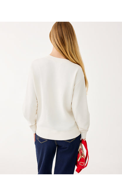 BALLAD LONG SLEEVE SWEATSHIRT, COCONUT FESTIVE FROCKS EMBELLISHMENT