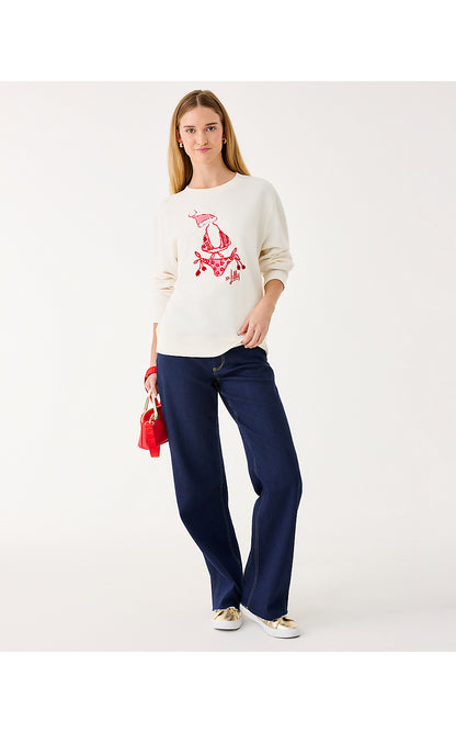 BALLAD LONG SLEEVE SWEATSHIRT, COCONUT FESTIVE FROCKS EMBELLISHMENT