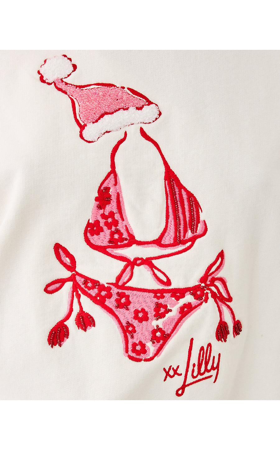 BALLAD LONG SLEEVE SWEATSHIRT, COCONUT FESTIVE FROCKS EMBELLISHMENT