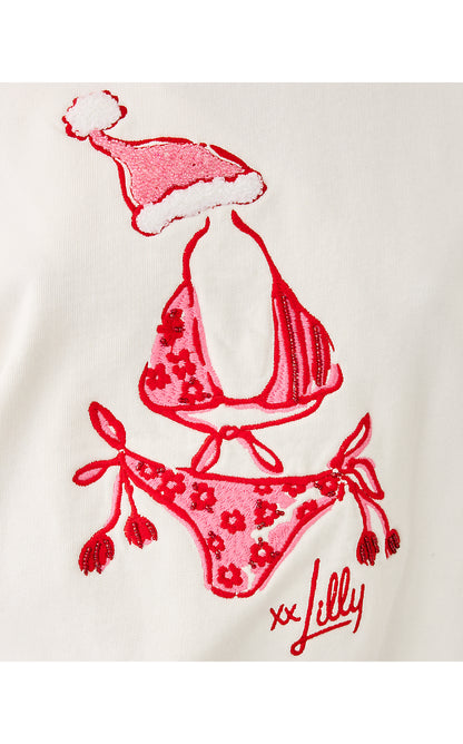 BALLAD LONG SLEEVE SWEATSHIRT, COCONUT FESTIVE FROCKS EMBELLISHMENT